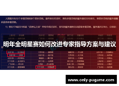 明年全明星赛如何改进专家指导方案与建议